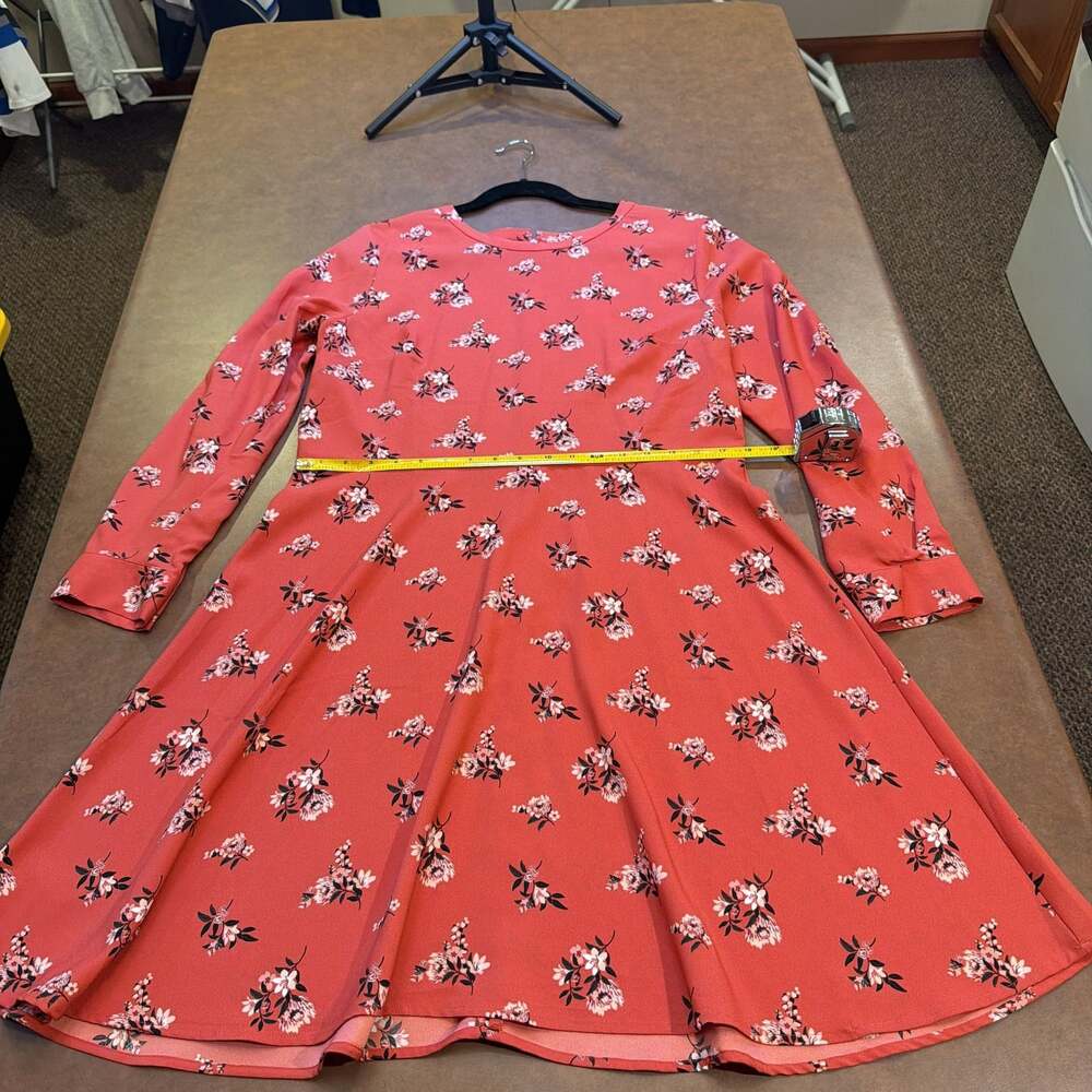 Loft Floral Dress Long Sleeve Pink White Flowers 14